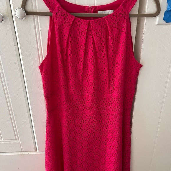 New York & Company Dresses & Skirts - EUC New York & Company Fuchsia Lace Dress, Sleeveless with Lining, Zipper Back